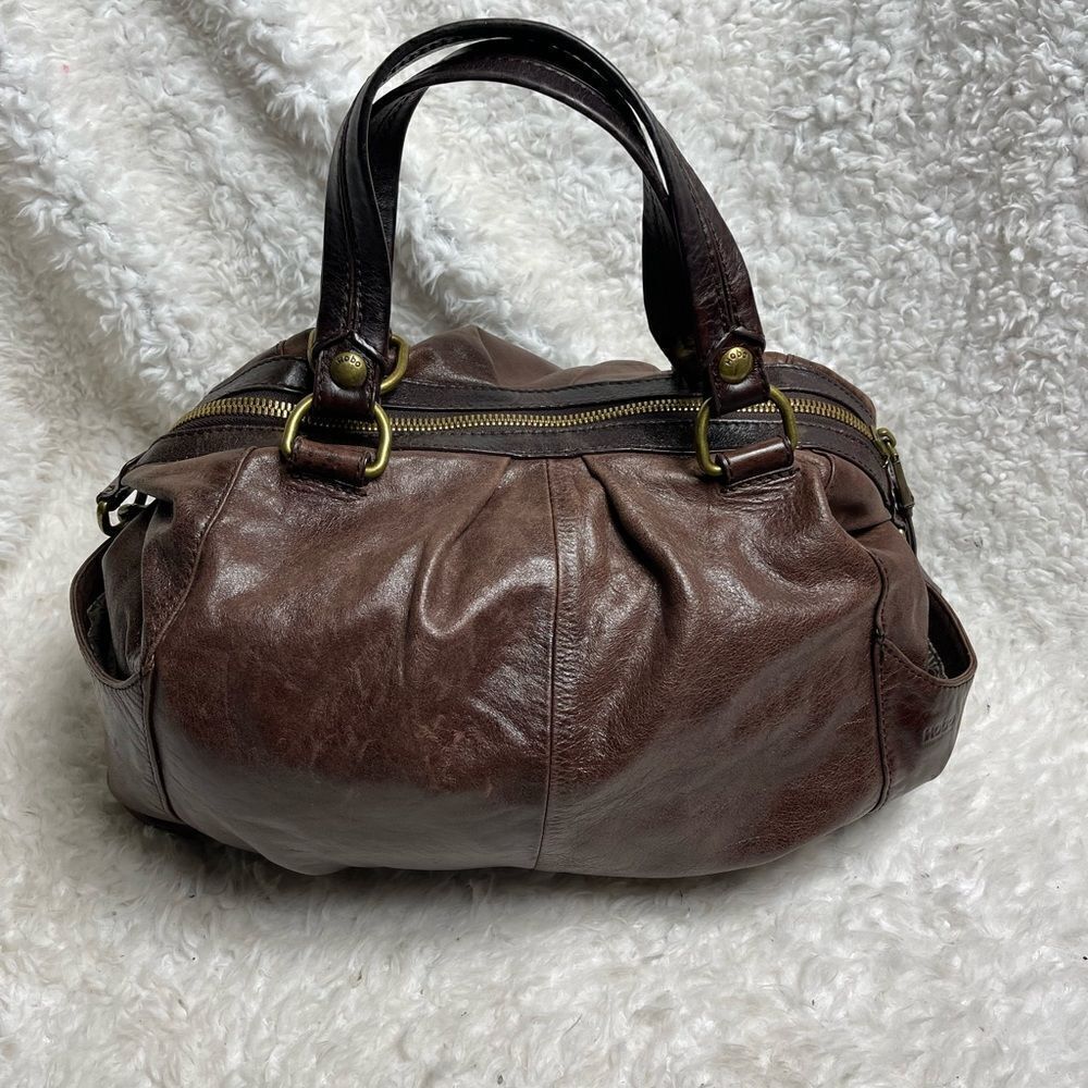 HOBO International Leather distress Brown shoulder bag antique tone hardwares - Picture 4 of 11
